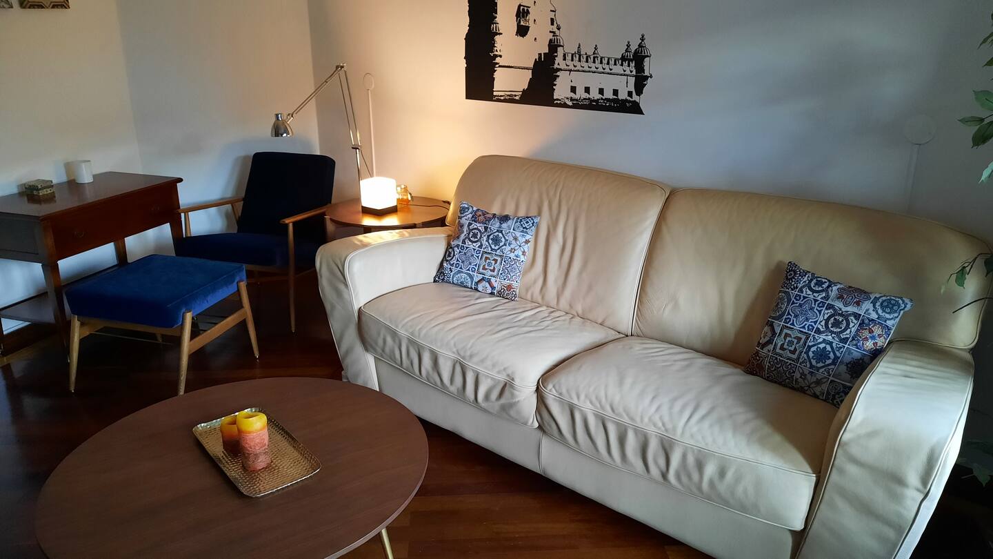Comfortable sofa and coffee table in the lounge
